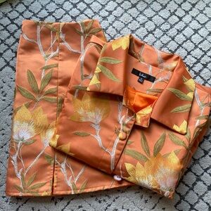 Lulu’s Bloom and Blossom Burnt Orange Floral Jacquard Set
